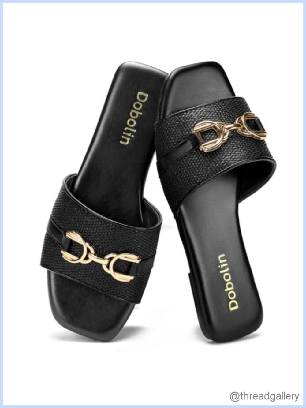 Woven Raffia Slide Sandals Wide Width Flat Square Toe Slip On Summer Beach